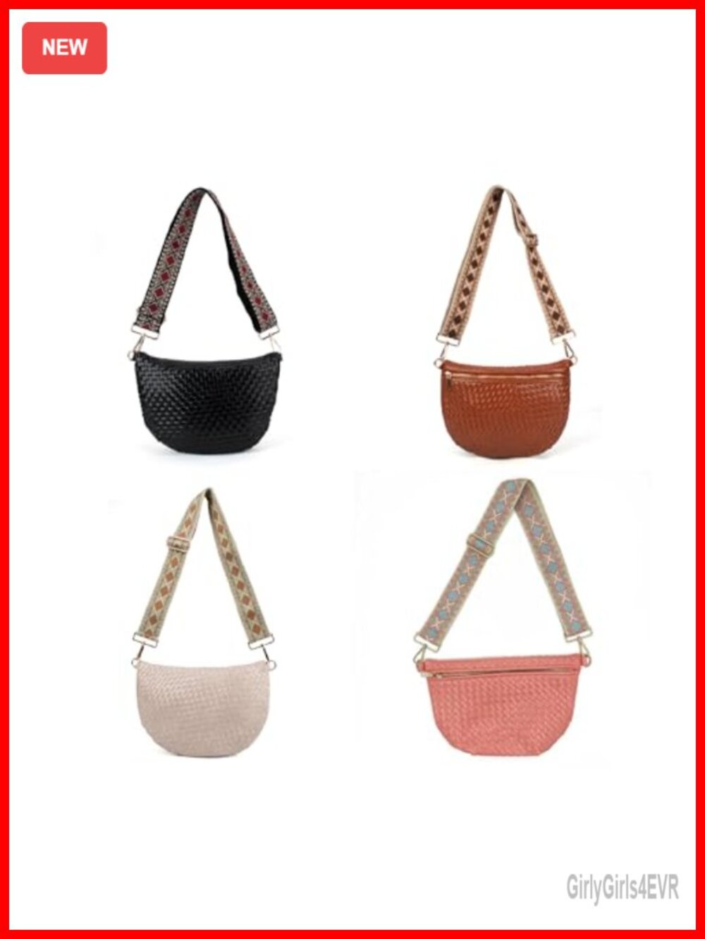 Woven Crossbody Bum Bag with Adjustable Strap Hands-Free Festival Bag - Picture 5 of 6
